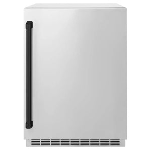 ZLINE Autograph Edition 24 in. Touchstone 151 Can Beverage Fridge With Solid Stainless Steel Door And Matte Black Handle (RBSOZ-ST-24-MB) main image.