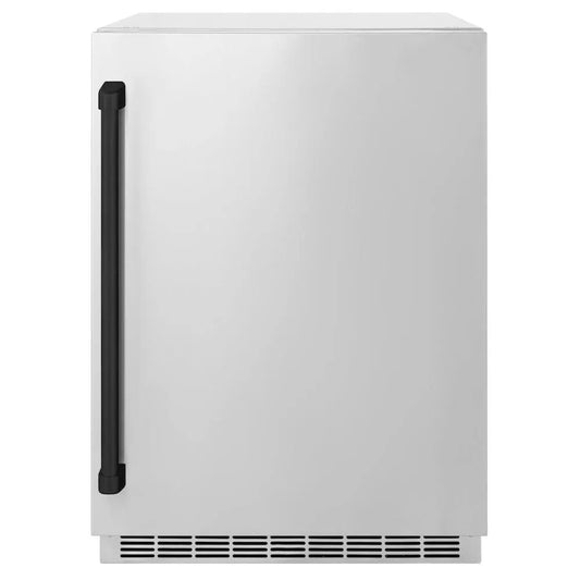 ZLINE Autograph Edition 24 in. Touchstone 151 Can Beverage Fridge With Solid Stainless Steel Door And Matte Black Handle (RBSOZ-ST-24-MB) main image.