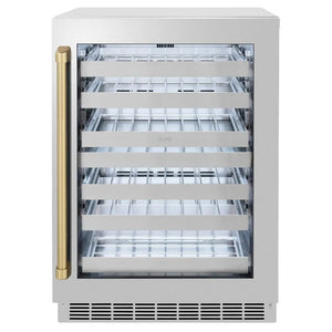 ZLINE Autograph Edition 24 in. Touchstone Dual Zone 44 Bottle Wine Cooler With Stainless Steel Glass Door And Champagne Bronze Handle (RWDOZ-GS-24-CB) main image.