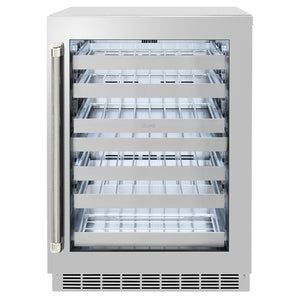 ZLINE Autograph Edition 24 in. Touchstone Dual Zone 44 Bottle Wine Cooler with Stainless Steel Glass Door and Polished Nickel Helix Handle (RWDOZS-24-KPN)