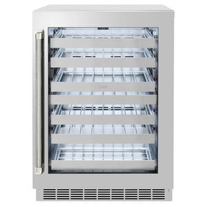 ZLINE Autograph Edition 24 in. Touchstone Dual Zone 44 Bottle Wine Cooler with Stainless Steel Glass Door and Polished Nickel Helix Handle (RWDOZS-24-KPN) main image.