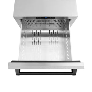 ZLINE Autograph Edition 24 in. Touchstone 168 Can Outdoor-Rated Dual Refrigerator Drawer with Satin Stainless Steel Doors and Matte Black Handles (RDSOZ-SN-24-MB)