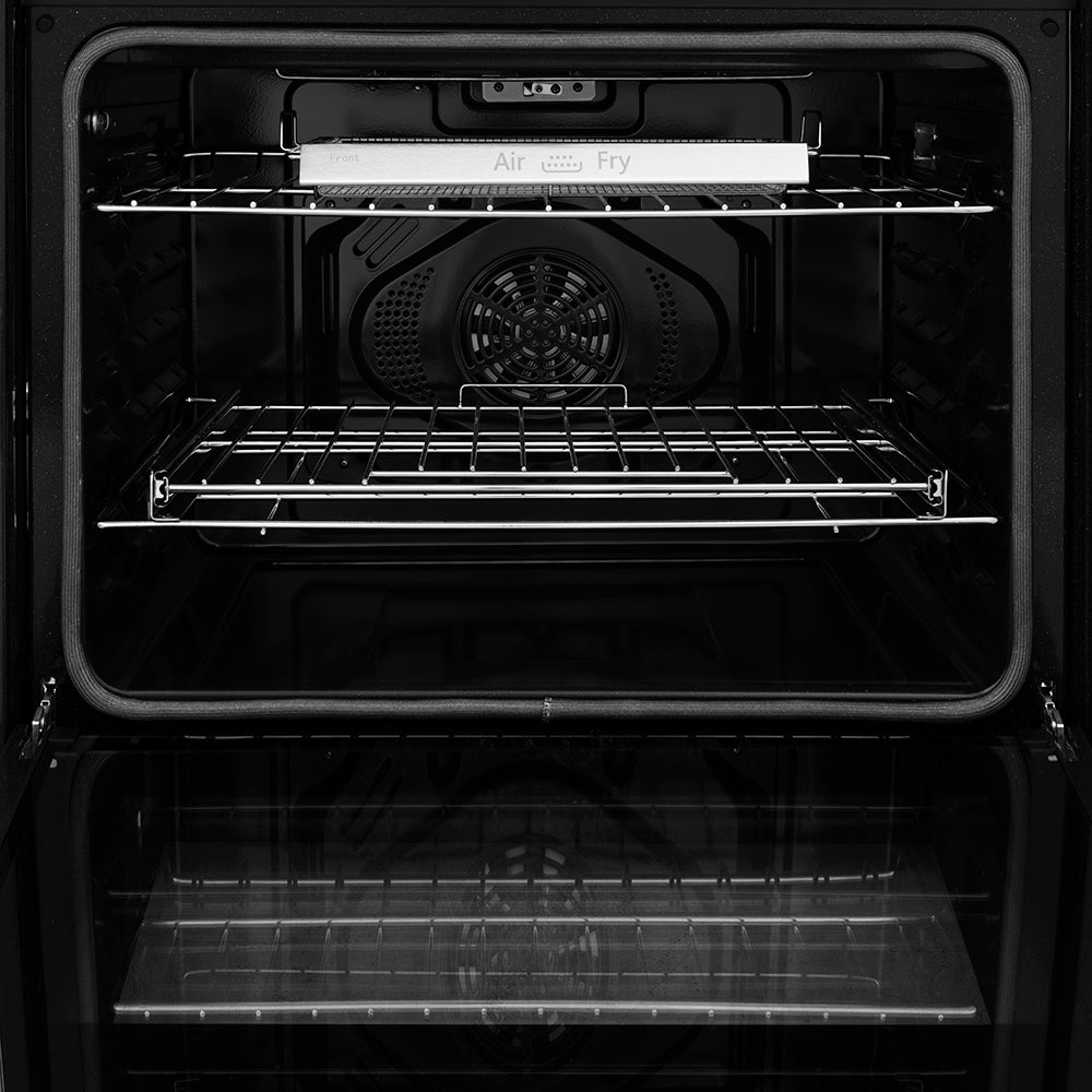 ZLINE Autograph Edition 30 in. Professional True Convection Double Wall Oven with Air Fry and Self Clean in Satin Stainless Steel with Champagne Bronze Helix Handles (WADSZ-30-KCB) oven interior with racks.