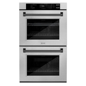 ZLINE 30 in. Autograph Edition Professional True Convection Double Wall Oven with Air Fry and Self Clean in Satin Stainless Steel with Matte Black Handles (WADSZ-30-MB)
