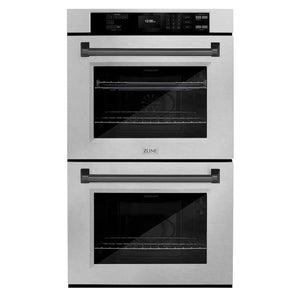 ZLINE Autograph Edition 30 in. Professional True Convection Double Wall Oven with Air Fry and Self Clean in Satin Stainless Steel with Matte Black Handles (WADSZ-30-MB) main image.
