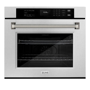 ZLINE Autograph Edition 30 in. Professional True Convection Single Wall Oven with Air Fry and Self Clean in Satin Stainless Steel with Polished Nickel Helix Handle (WASSZ-30-KPN)