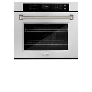 ZLINE Autograph Edition 30 in. Professional True Convection Single Wall Oven with Air Fry and Self Clean in Satin Stainless Steel with Polished Nickel Helix Handle (WASSZ-30-KPN)