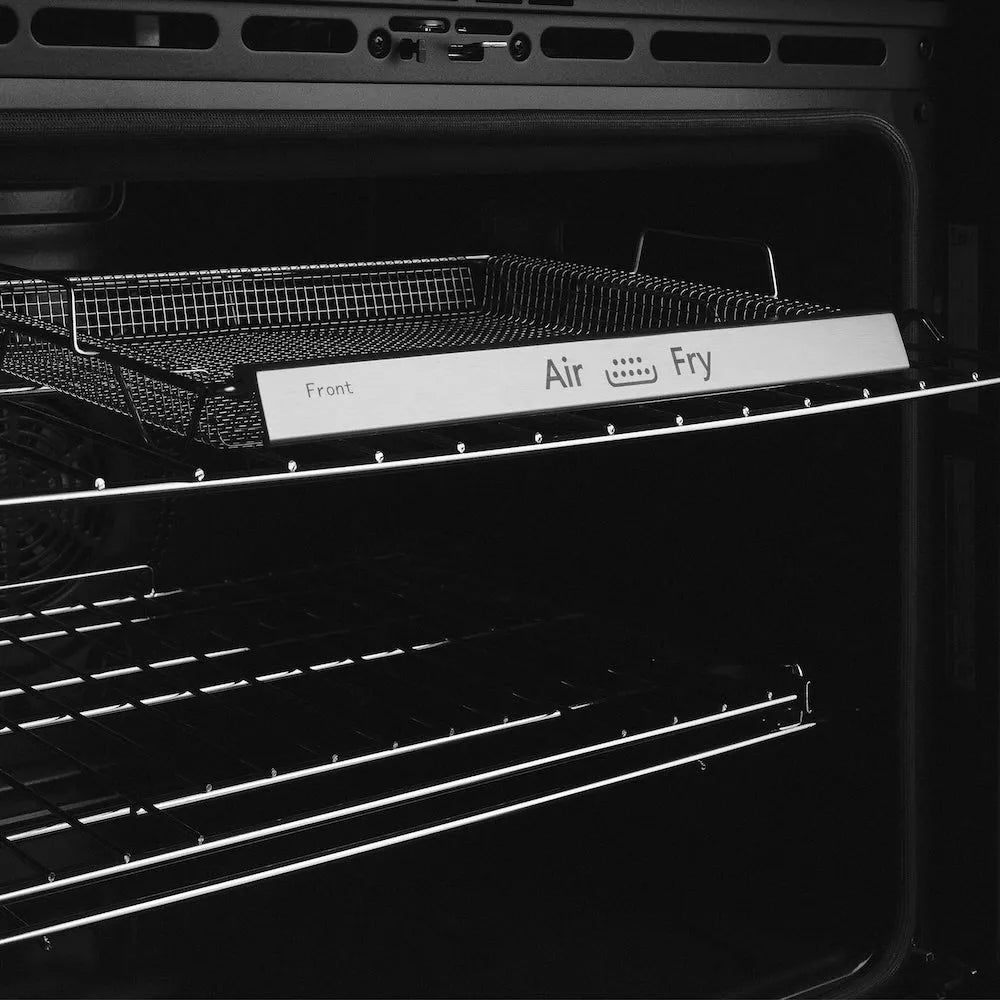ZLINE 30 in. Autograph Edition Professional True Convection Single Wall Oven with Air Fry and Self Clean in Satin Stainless Steel with Matte Black Handle (WASSZ-30-MB) oven racks.