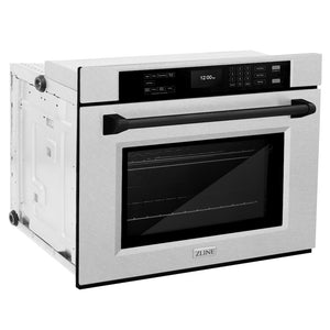 ZLINE 30 in. Autograph Edition Professional True Convection Single Wall Oven with Air Fry and Self Clean in Satin Stainless Steel with Matte Black Handle (WASSZ-30-MB) side.
