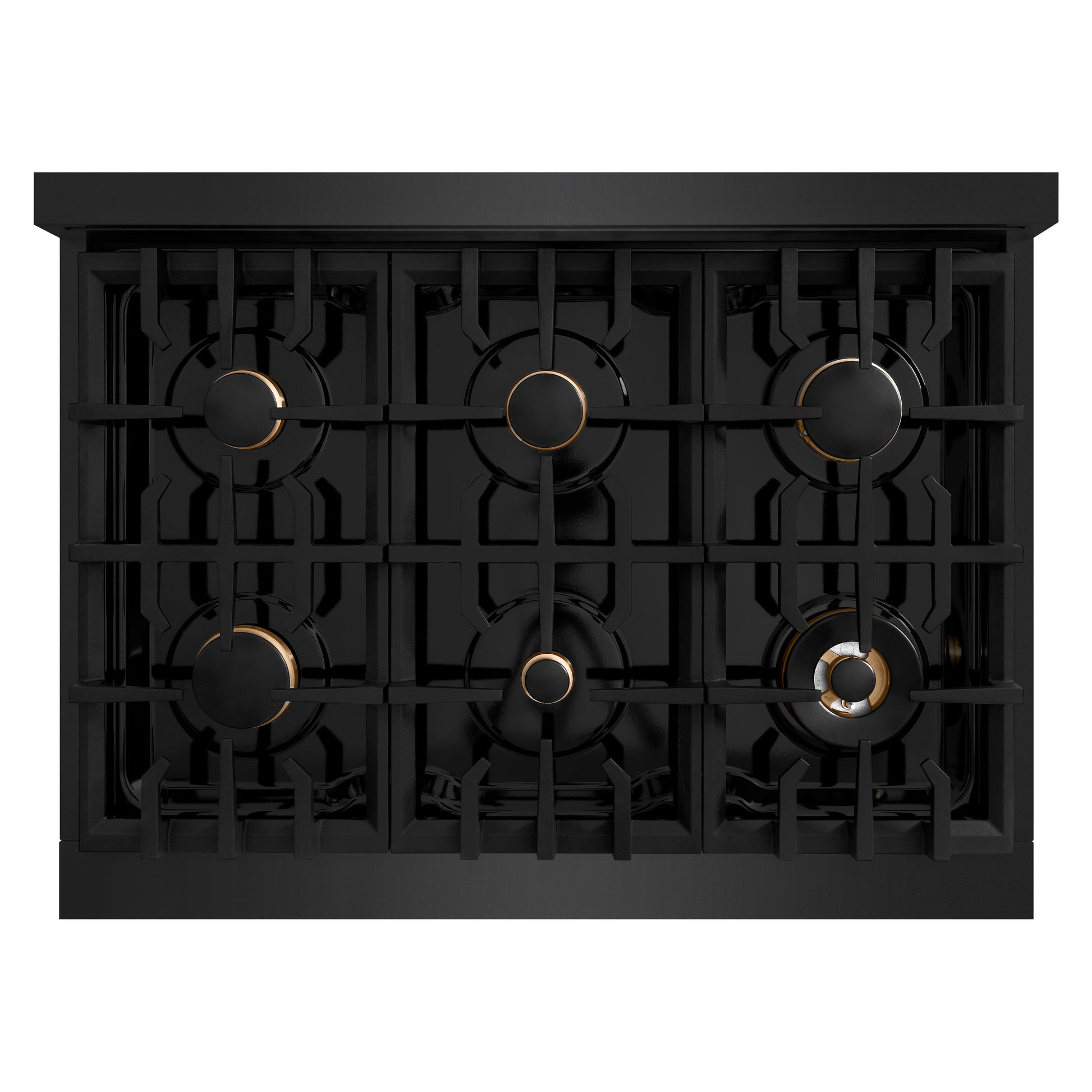 ZLINE Autograph Edition 36 in. 5.2 cu. ft. Select Dual Fuel Range with 6 Burner Gas Cooktop and Electric Convection Oven in Black Stainless Steel with Champagne Bronze Accents (HDRBZ-36-CB)