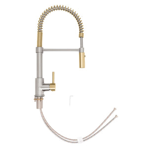 ZLINE Autograph Edition Sierra Pull Down Spring Single Handle Kitchen Faucet in Brushed Nickel and Champagne Bronze (SRA-KF-ZBNCB)