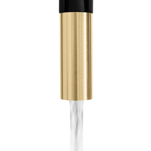 ZLINE Autograph Edition Sierra Pull Down Spring Single Handle Kitchen Faucet in Matte Black and Champagne Bronze (SRA-KF-ZMBCB) spout on, stream mode.