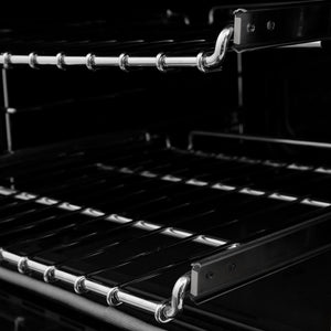 ZLINE Autograph Edition 48 in. 6.0 cu. ft. Legacy Dual Fuel Range with 7 Burner Gas Cooktop and 2 Electric Ovens in Stainless Steel and Polished Gold Accents (RAZ-48-G) side, adjustable oven racks.