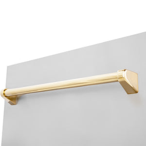 ZLINE Autograph Edition 18 in. Tallac Series 3rd Rack Dishwasher with Auto Door Open Drying, 51dBa, Stainless Steel Panel with Polished Gold Handle (DWVZ-304-18-G) close-up, handle location.
