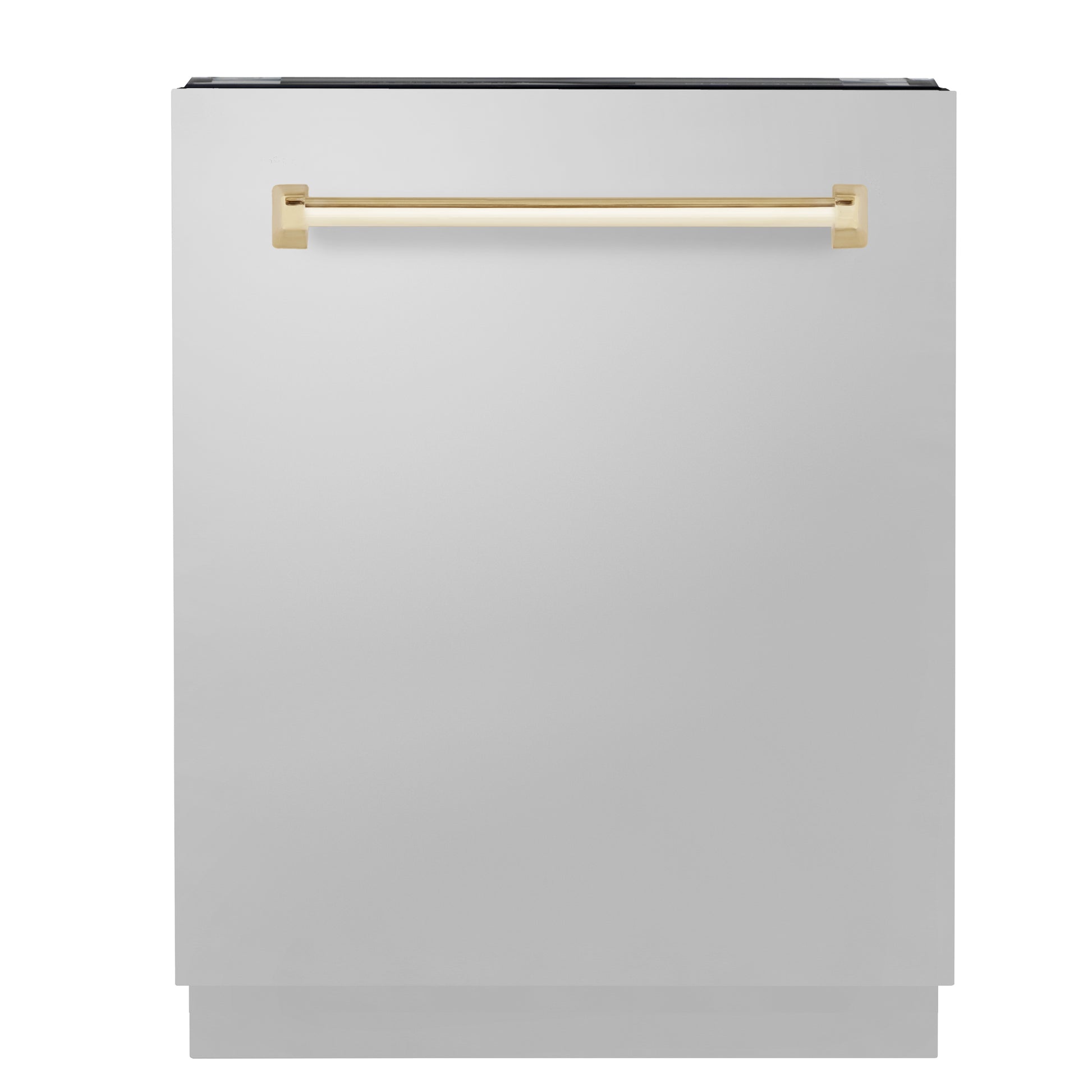 ZLINE Autograph Edition 24 in. 3rd Rack Top Control Tall Tub Dishwasher in Stainless Steel with Polished Gold Handle, 51dBa (DWVZ-304-24-G)