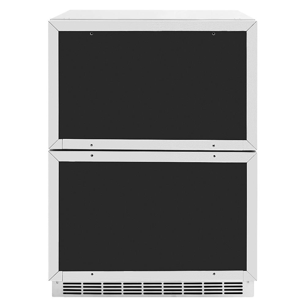 ZLINE Autograph Edition 24 in. Touchstone 168 Can Outdoor-Rated Dual Refrigerator Drawer with Panel-Ready Doors and Matte Black Handles (RDSPOZ-24-MB)