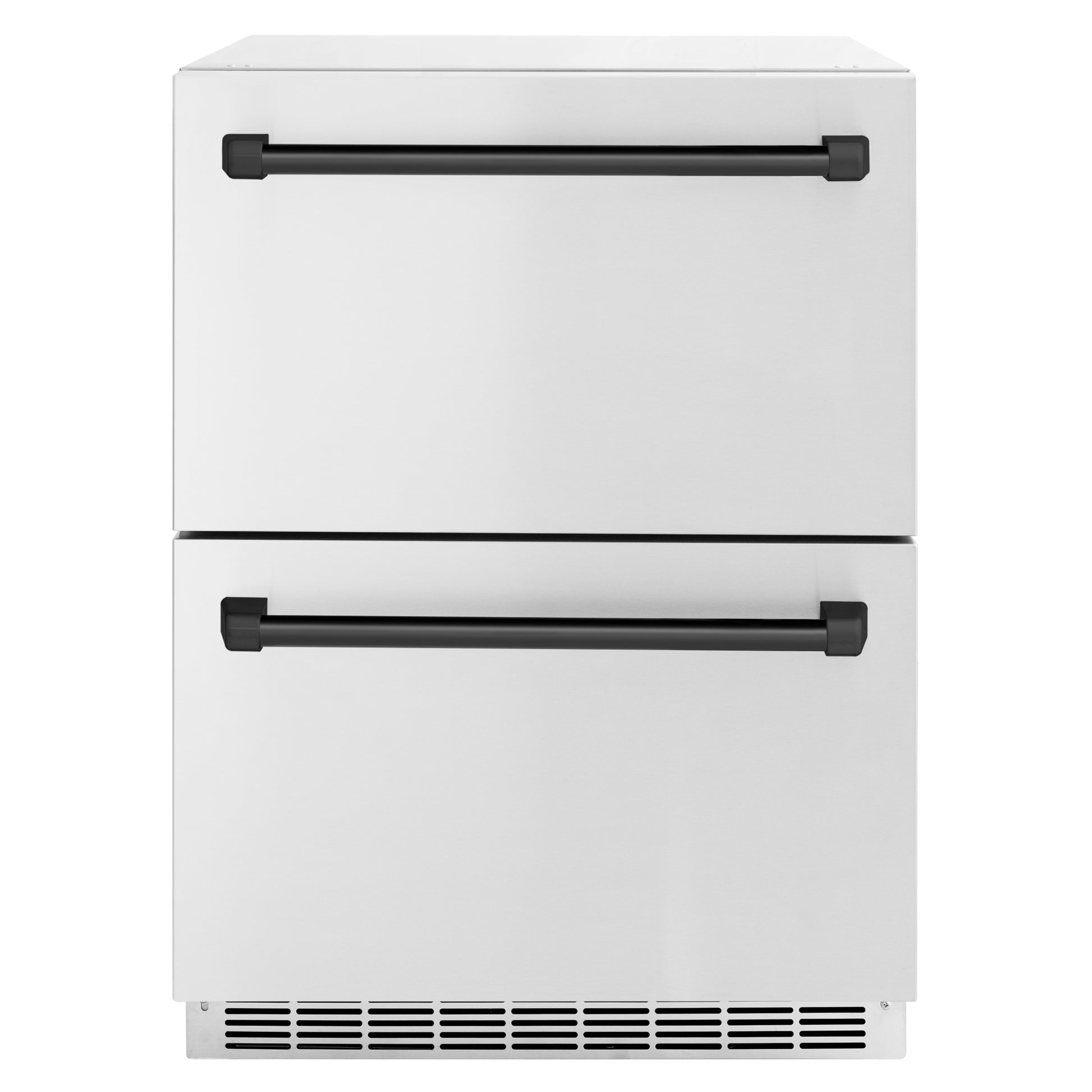 ZLINE Autograph Edition 24 in. Touchstone 168 Can Outdoor-Rated Dual Refrigerator Drawer with Stainless Steel Doors and Matte Black Handles (RDSOZ-ST-24-MB)