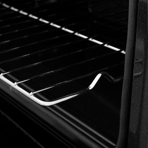 ZLINE Autograph Edition 30 in. Professional True Convection Double Wall Oven with Air Fry and Self Clean in Stainless Steel with Polished Gold Helix Handles (WADZ-30-KG) oven interior with racks.