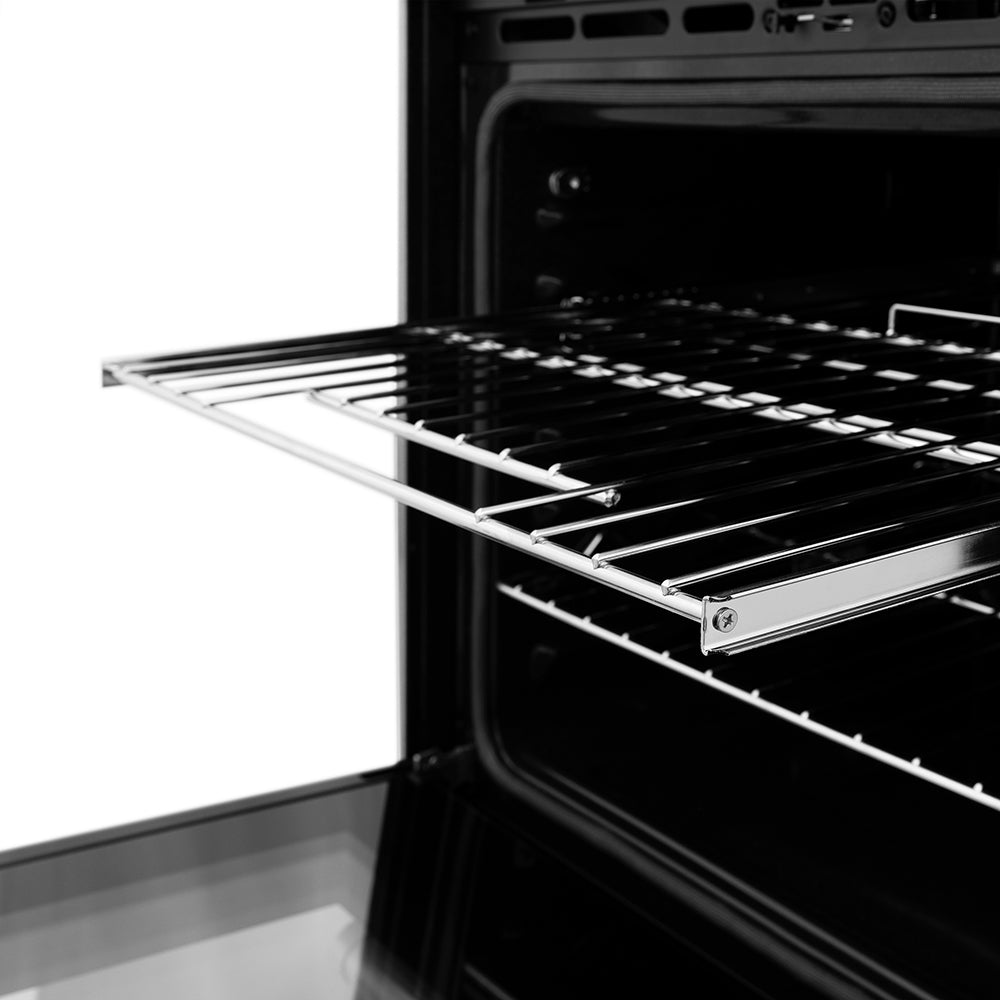 ZLINE Autograph Edition 30 in. Professional True Convection Double Wall Oven with Air Fry and Self Clean in Stainless Steel with Polished Gold Helix Handles (WADZ-30-KG) oven interior with racks.