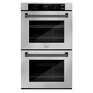 ZLINE Autograph Edition 30 in. Professional True Convection Double Wall Oven with Air Fry and Self Clean in Stainless Steel with Matte Black Handles (WADZ-30-MB) main image.