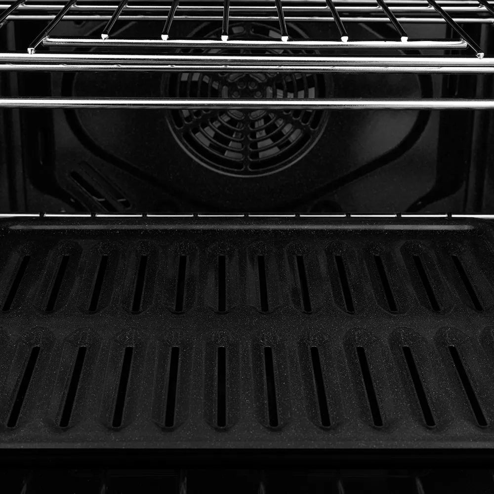 ZLINE Autograph Edition 30 in. Professional True Convection Single Wall Oven with Air Fry and Self Clean in Stainless Steel with Champagne Bronze Handle (WASZ-30-CB) close-up detail, adjustable racks.