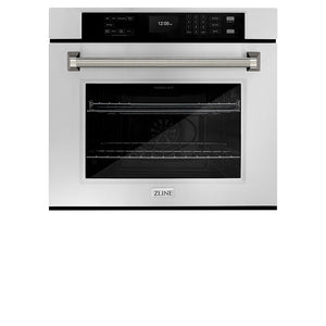 ZLINE Autograph Edition 30 in. Professional True Convection Single Wall Oven with Air Fry and Self Clean in Stainless Steel with Polished Nickel Helix Handle (WASZ-30-KPN)
