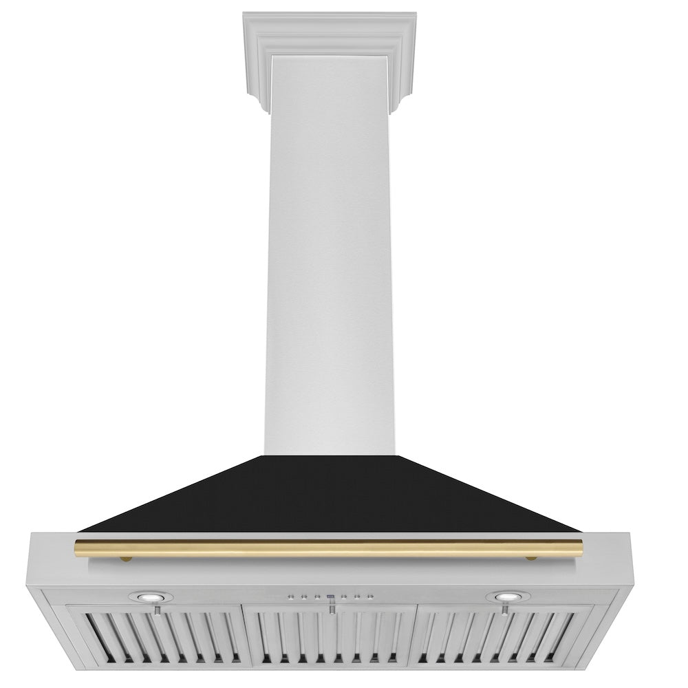 ZLINE Autograph Edition 36 in. Convertible Stainless Steel Range Hood with Black Matte Shell and Champagne Bronze Handle (KB4STZ-BLM36-CB) under.