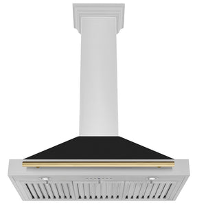 ZLINE Autograph Edition 36 in. Convertible Stainless Steel Range Hood with Black Matte Shell and Champagne Bronze Handle (KB4STZ-BLM36-CB) under.
