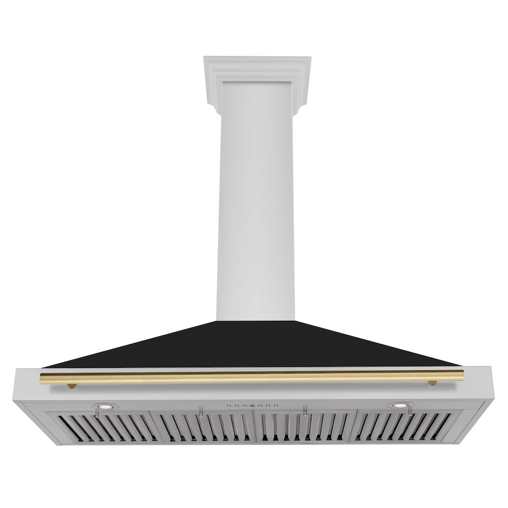 ZLINE Autograph Edition 48 in. Convertible Stainless Steel Range Hood with Black Matte Shell and Champagne Bronze Handle (KB4STZ-BLM48-CB) under.