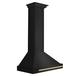 ZLINE Autograph Edition 30 in. Black Stainless Steel Wall Mount Range Hood With Champagne Bronze Handle (BSKB4Z-30-CB) side.