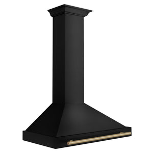 ZLINE Autograph Edition 36 in. Black Stainless Steel Wall Mount Range Hood With Champagne Bronze Handle (BSKB4Z-36-CB) side.