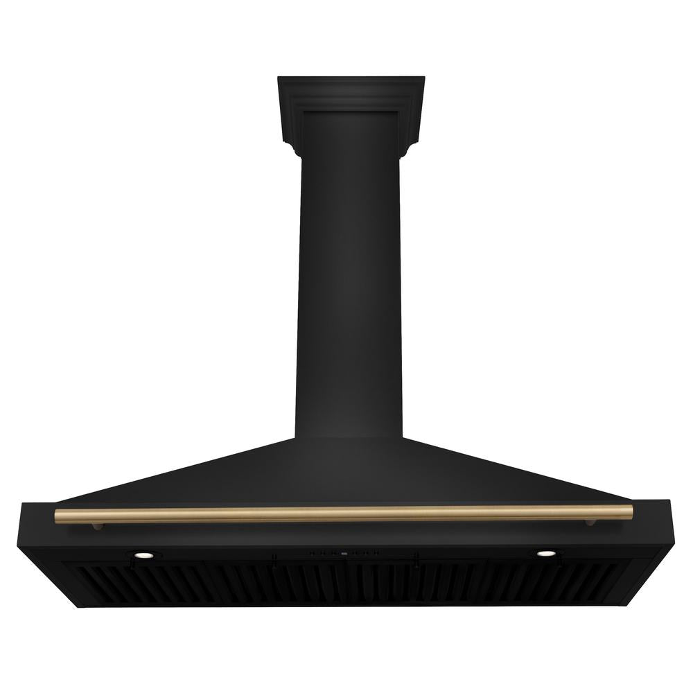 48 Range Hoods Autograph Edition 48" Black Stainless Range Hood With Bronze Handle