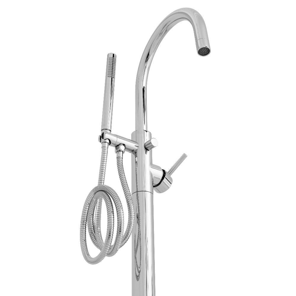 ZLINE Emerald Bay Bath Tub Filler in Chrome (EMBY-BTF-CH) close-up, under spout.