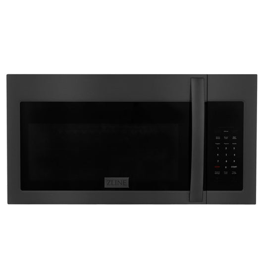 ZLINE 30 in. Black Stainless Steel Over the Range Convection Microwave Oven with Modern Handle (MWO-OTR-30-BS) front.