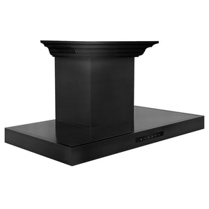 ZLINE 36 in. CrownSound™ Ducted Vent Wall Mount Range Hood in Black Stainless Steel with Built-in Bluetooth Speakers (BSKENCRN-BT-36) side.