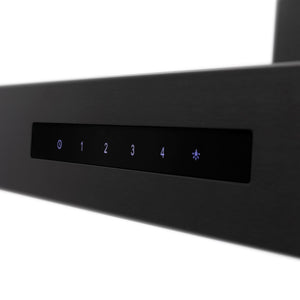 ZLINE 36 in. Convertible Vent Wall Mount Range Hood in Black Stainless Steel (BSKEN-36) digital display and controls.