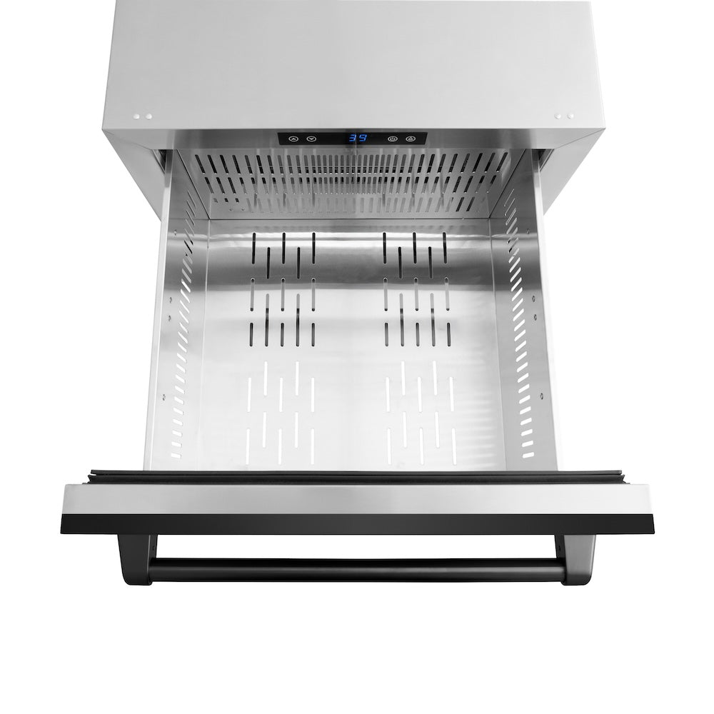 ZLINE 24 in. Touchstone 168 Can Outdoor-Rated Dual Refrigerator Drawer with Black Stainless Steel Doors (RDSO-BS-24)