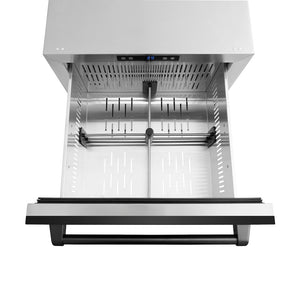 ZLINE 24 in. Touchstone 168 Can Outdoor-Rated Dual Refrigerator Drawer with Black Stainless Steel Doors (RDSO-BS-24)