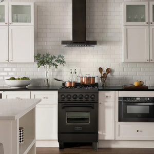 ZLINE 24 in. Convertible Vent Wall Mount Range Hood in Black Stainless Steel (BSKEN-24) in a luxury kitchen.