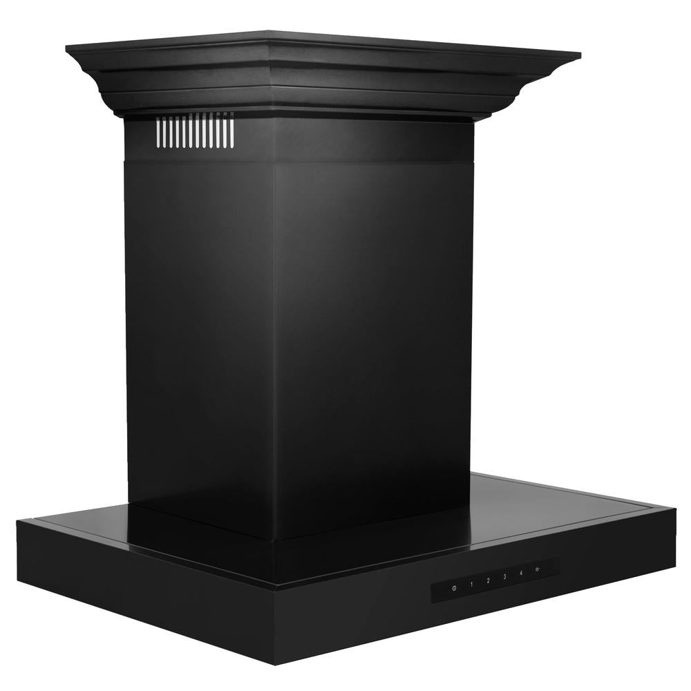 ZLINE 24 in. Convertible Vent Wall Mount Range Hood in Black Stainless Steel with Crown Molding (BSKENCRN-24) side.