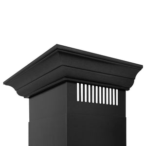 ZLINE 30 in. Convertible Vent Wall Mount Range Hood in Black Stainless Steel with Crown Molding (BSKBNCRN-30) chimney detail.