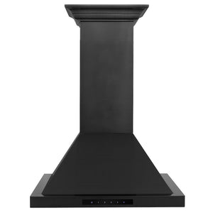 ZLINE 24 in. Convertible Vent Wall Mount Range Hood in Black Stainless Steel with Crown Molding (BSKBNCRN-24) front.