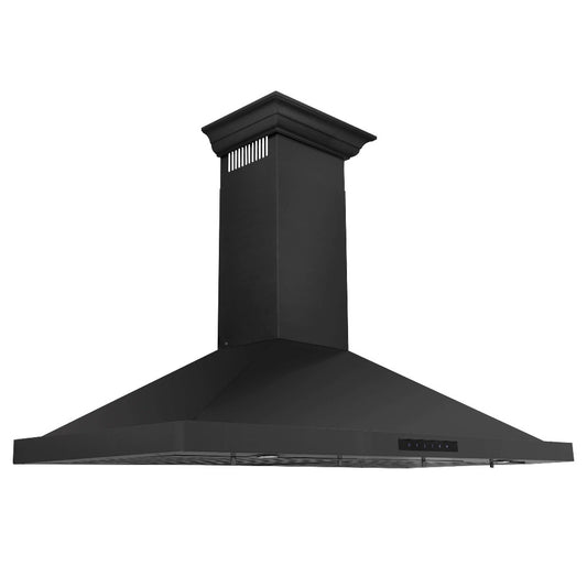 ZLINE 42 in. Convertible Vent Wall Mount Range Hood in Black Stainless Steel with Crown Molding (BSKBNCRN-42)