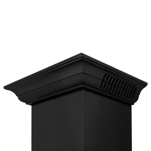 ZLINE 24 in. CrownSound™ Ducted Vent Wall Mount Range Hood in Black Stainless Steel with Built-in Bluetooth Speakers (BSKBNCRN-BT-24) chimney detail.