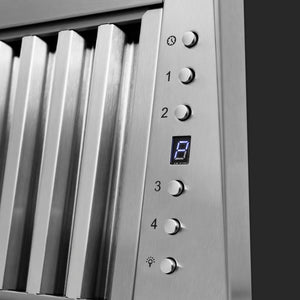 ZLINE 30 in. Wooden Wall Mount Range Hood in Rustic Black Finish (355CC-30) buttons.