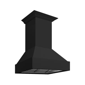 ZLINE 36 in. Wooden Wall Mount Range Hood in Rustic Black Finish (355CC-36) side, under.