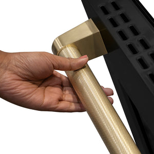 ZLINE Autograph Edition 48 in. 6.7 cu. ft. Paramount Dual Fuel Range with 8 Burner DuoPro™ Cooktop and Dual Ovens in Black Stainless Steel with Champagne Bronze Helix Handles and Accents (PSDRBZ-48-KCB)