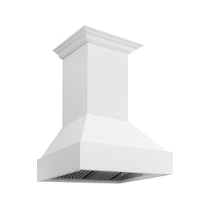 ZLINE 30 in. Wooden Wall Mount Range Hood in Rustic Bright White Finish (355WW-30) side, under.
