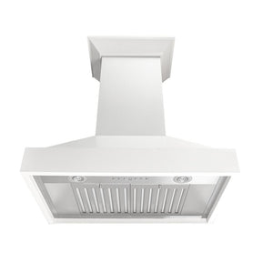 ZLINE 30 in. Wooden Wall Mount Range Hood in Smooth Bright White Finish (KBWW-30) front, under.