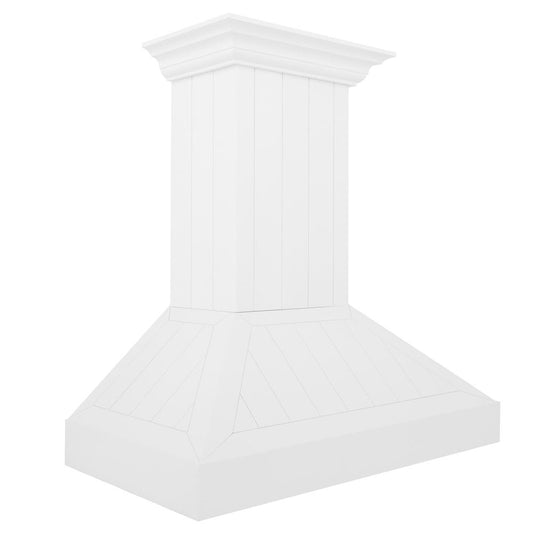 ZLINE 30 in. Wooden Wall Mount Range Hood in Shiplap Bright White Finish (KPWW-30) side.